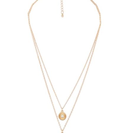 Green Stone Contemporary 2 Layers Necklace & Chain