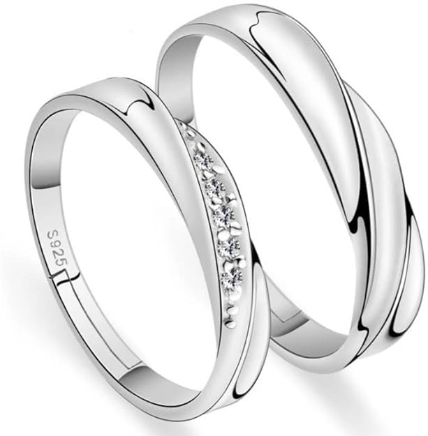 925 Sterling Silver Plated Adjustable Couple Ring