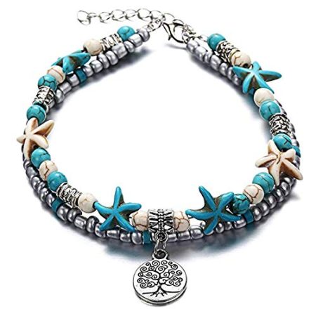 Oxidized Silver beaded anklets