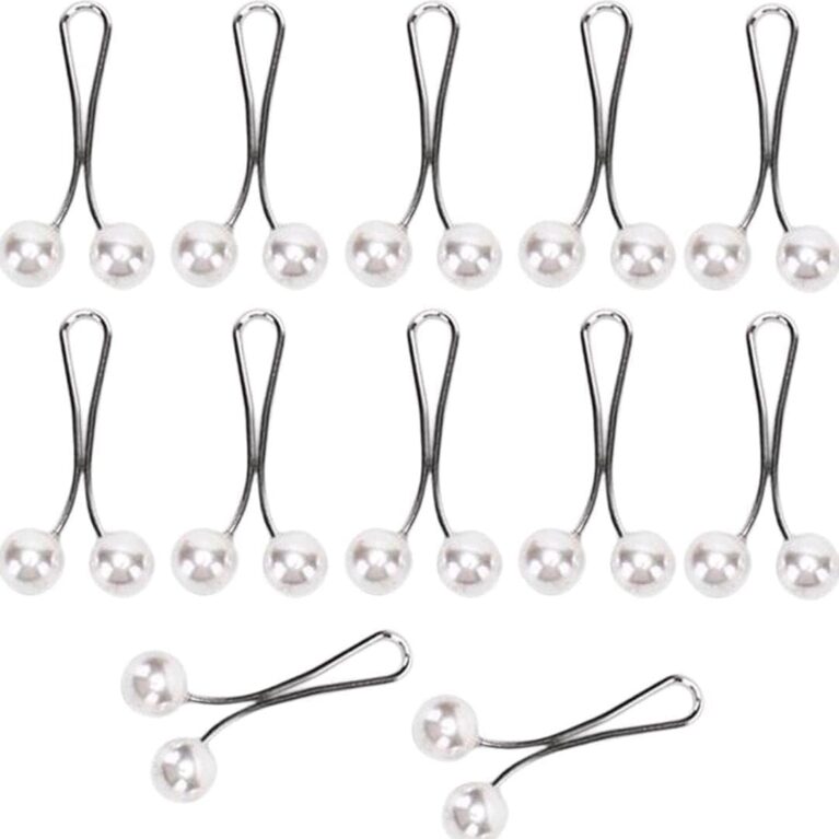 12PCS Pearl Hijab Pins – U-Shape Scarf & Shawl Clips
