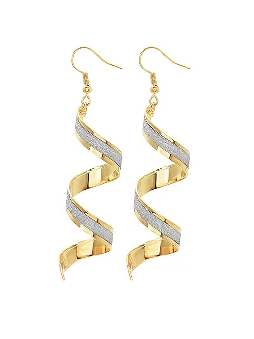 Gold Plated Spiral Dangler Earrings
