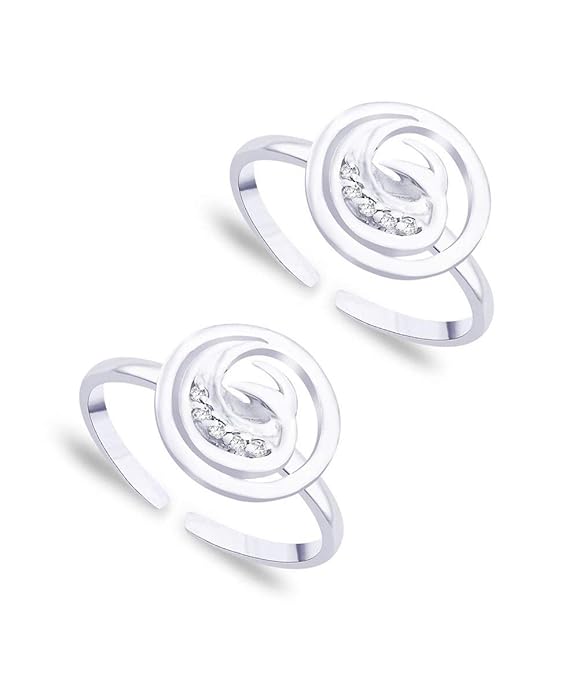 Circled Studded Silver Toe Ring-TR262
