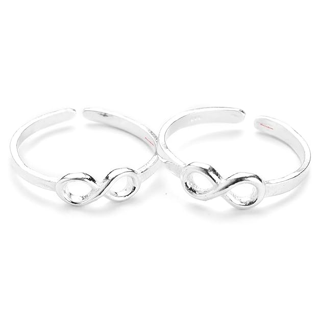 925 Pure Sterling Oxidized Silver Infinity Design Toe Ring