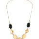 Black & Cream Stones Embellished Contemporary Necklace