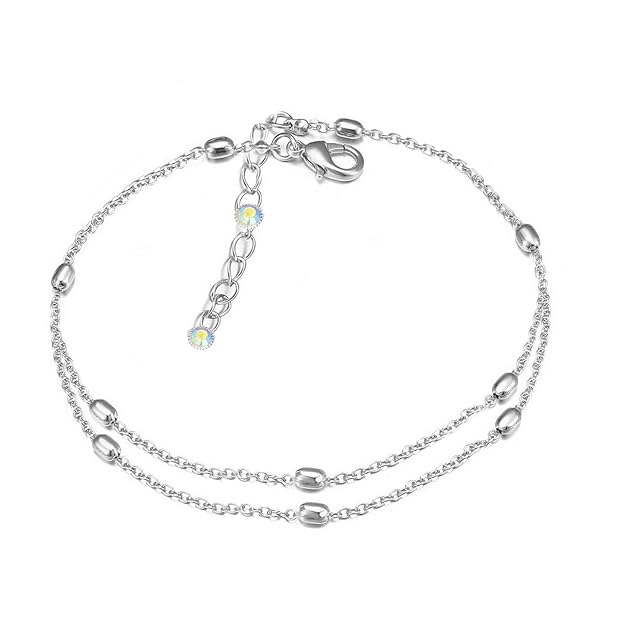 Adjustable Silver Plated Double Layered Anklet