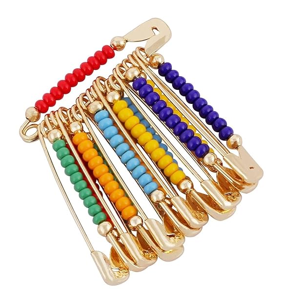 Pastel Bead Saree Safety Pin – Brooch for Women & Hijab