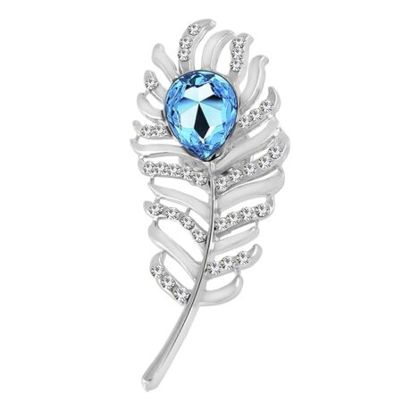 Peacock Feather Lapel Pin – Crystal Brooch for Men & Boys