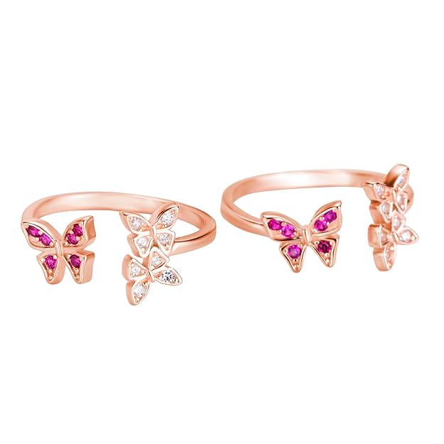 Butterfly Studded 925 Pure Silver Toe Ring