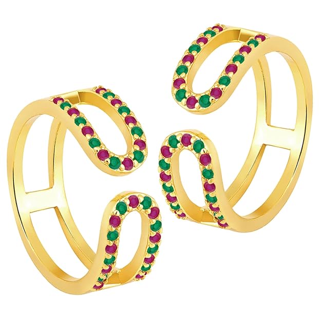 Cubic Zirconia Studded Adjustable Toe Rings Stylish Bichiya Jewellery Gift for Women