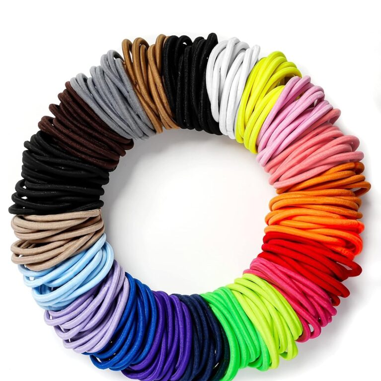 100pcs Elastic Hair Ties – Ponytail Holders (Random Colors, C)