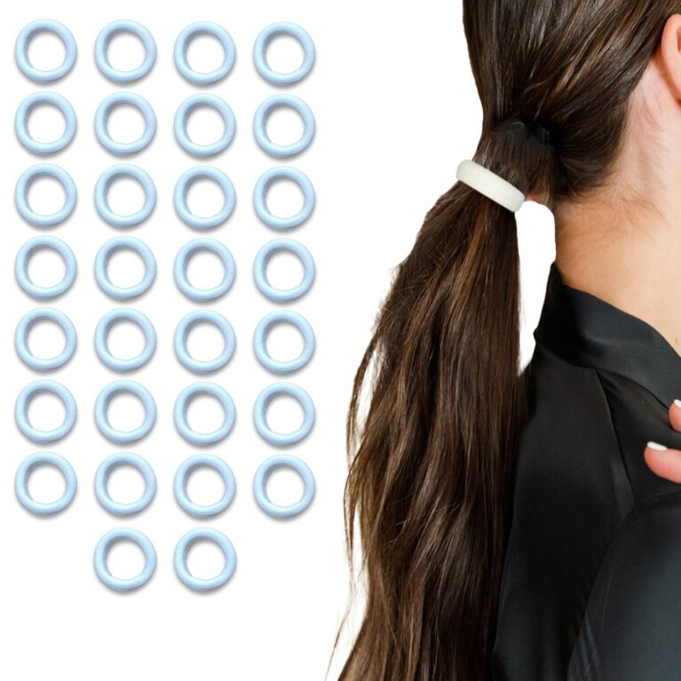 White Elastic Hair Bands – Pack of 30 Premium Ponytail Ties (DN01)