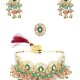 Pink & Green Beads Cluster Drops Kundan Choker Necklace
