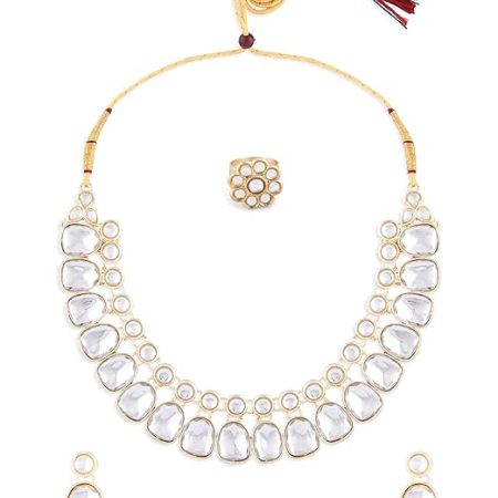 Gold Tone Dazzling Kundan Statement Necklace
