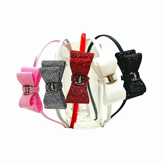 Sequin Bow Hairbands – Multicolor Set for Girls & Women (Pack of 6)
