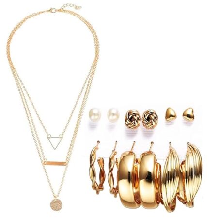 YouBella Fashion Jewellery Gold Plated Necklace and Earrings Combo Jewellery Set for Girls and Women (Gold)