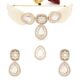 Gold Tone Multistrand Beaded Kundan Choker Necklace Earring & Ring Set For Women-ZPFK16078