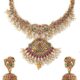 Yellow Chimes Necklace Set For Women And Girls Traditional Jewellery set for women Gold-Plated Temple Necklace Set Stone-Studded Necklace Set For Women & Girls
