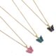 Brado Jewellery Gold Plated Combo Of 3 Butterfly Pink Green Black Pendant Chain necklace For Women and Girls