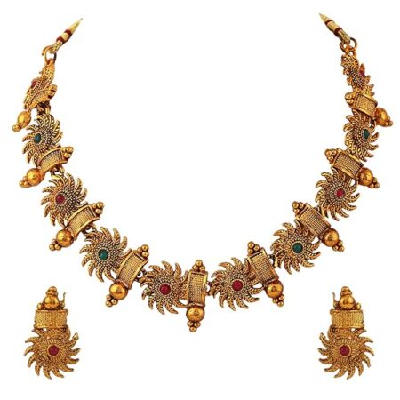 Shining Diva Fashion 18k Gold Plated Latest Stylish Fancy Choker Traditional Necklace Jewellery Set for Women