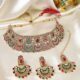 Curve Shaped Gold Plated AD Stones Choker Necklace Set With Earring And Maangtika | Jewellery Set For Women